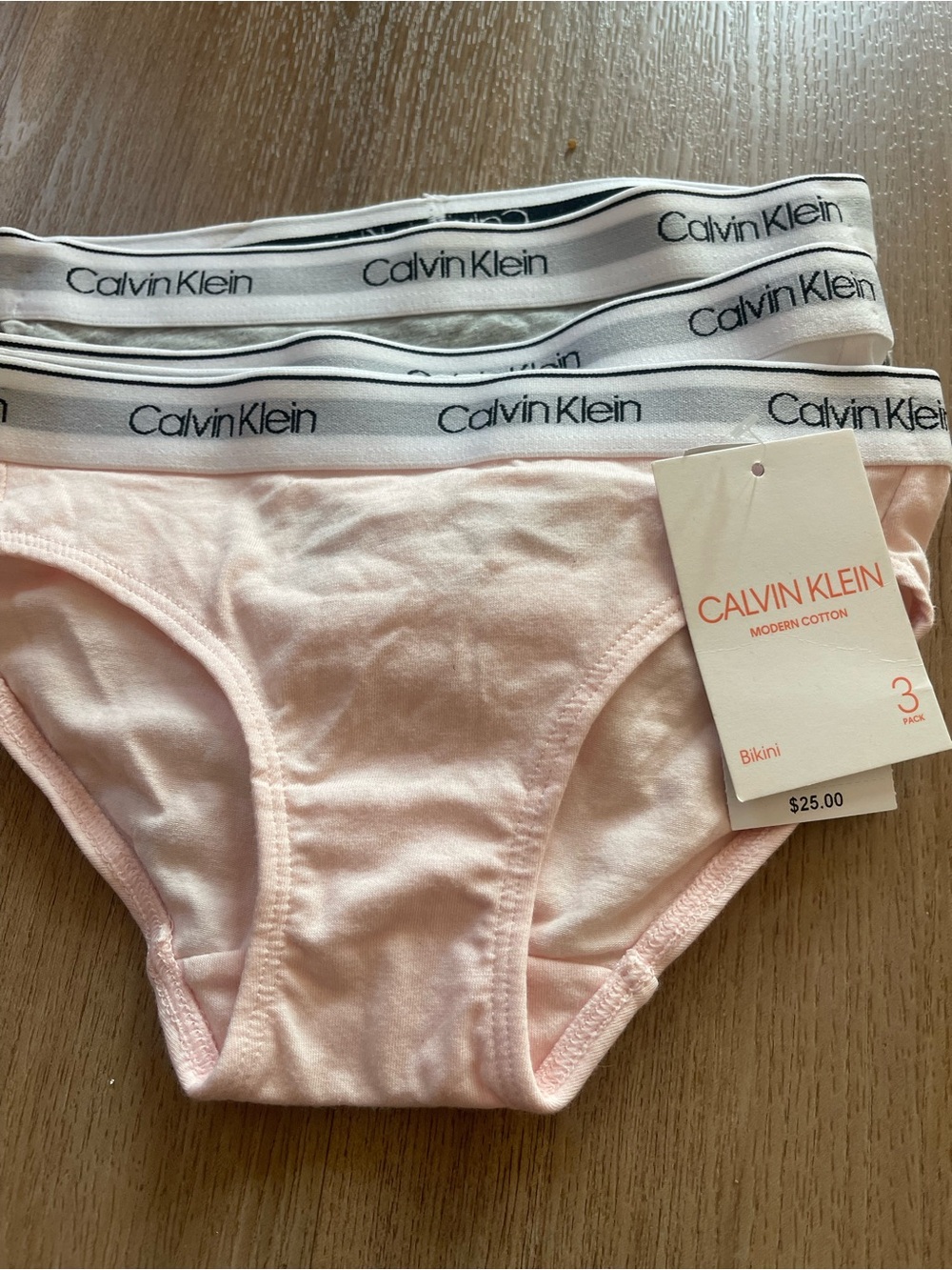 Calvin Klein Girls' Pink Cotton Bikini Underwear - Pack of 3 size small 6X